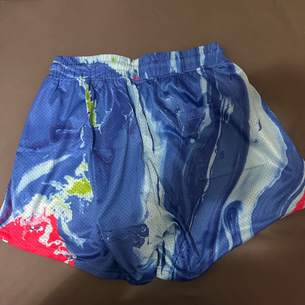 Blue and Red Abstract Athletic Shorts